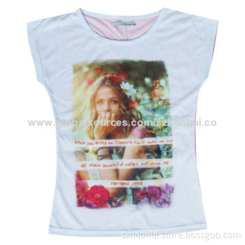 Women's Dry-fit Sublimation Printed T-shirt, OEM Custom Designs Available